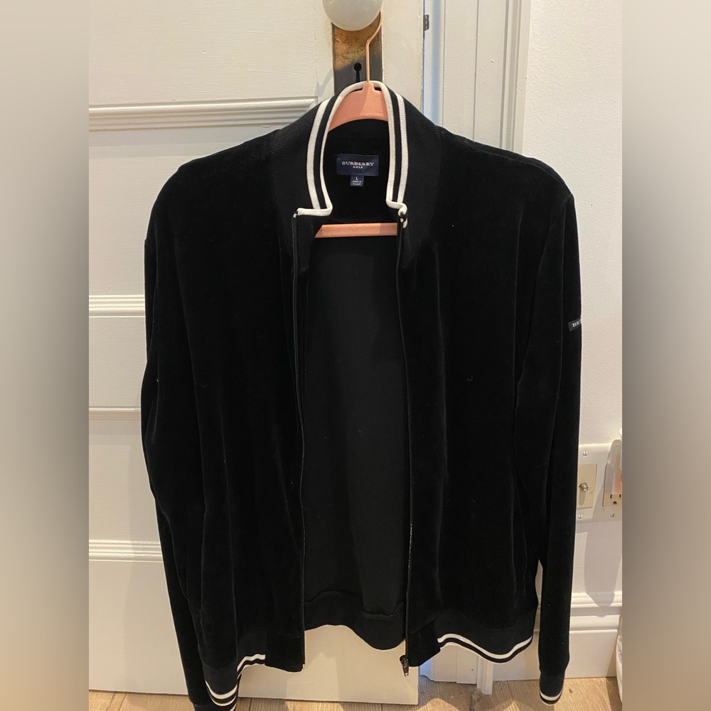 Burberry velvet zip up sweater in size Large
